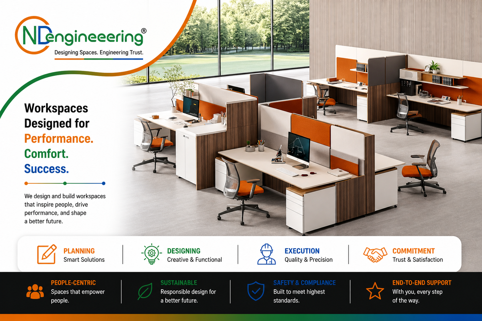Modular workstation and desk area interior design